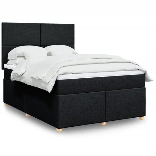 vidaXL Krevet s oprugama i madracem crni 140 x 190 cm od tkanine vidaXL Krevet s oprugama i madracem crni 140 x 190 cm od tkanine