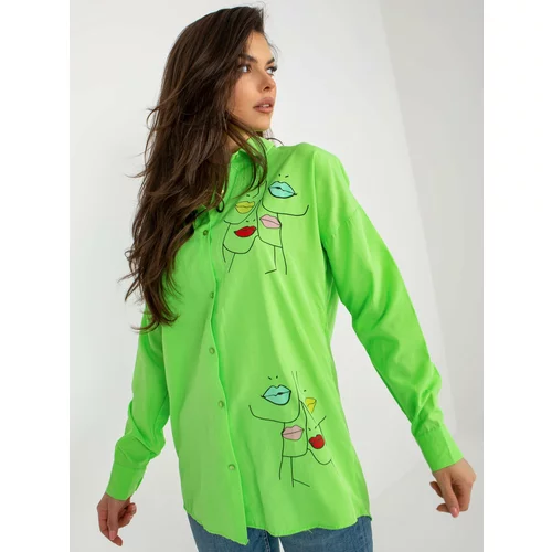 Fashion Hunters Light green oversized shirt with print