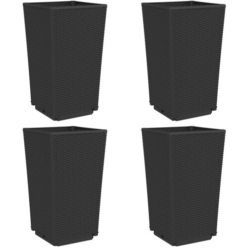 Maison Chic Vrtna cvetlična korita - Cvetlični Lonec 4 kosi črna 32,5x32,5x57 cm PP, (21789595) Slike