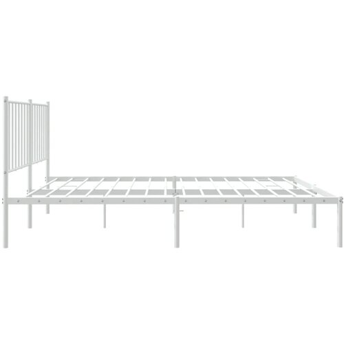  Metalni okvir za krevet s uzglavljem bijeli 120 x 190 cm Slike