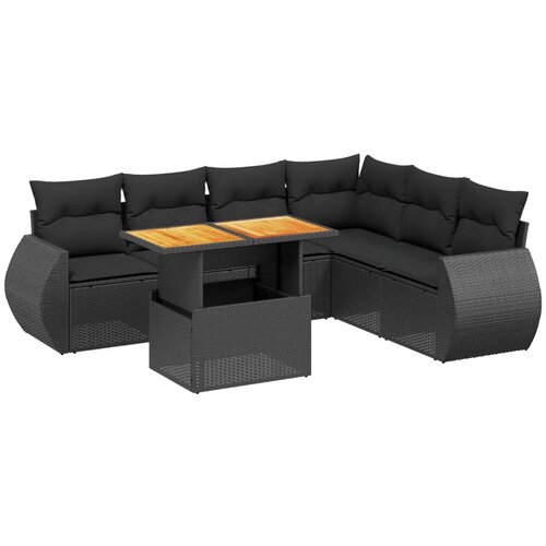 Maison Chic Seti vrtnega pohištva - Vrtna garnitura - Vrtni pohištvo set 7-delna z blazinami črn poli ratan, (21801500) Cene