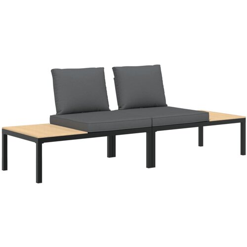 VidaXL Vrtna sedežna garnitura z blazinami 2-delna črn aluminij, (21274688) Slike