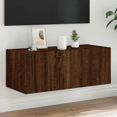  Zidni TV ormarić s LED svjetlima boja hrasta 80x35x31 cm Cene