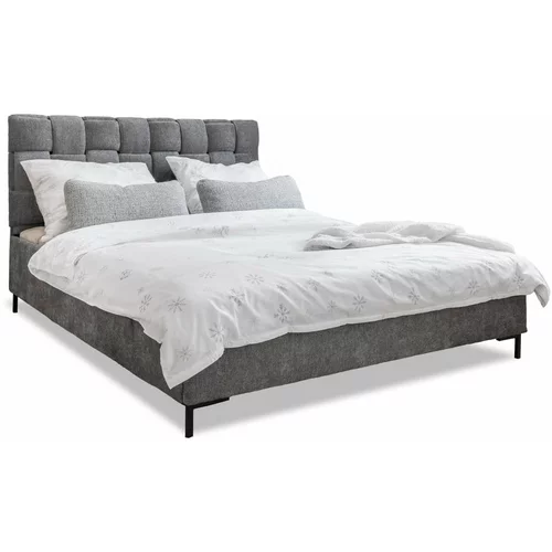 Miuform Sivi tapecirani bračni krevet s podnicom 140x200 cm Eve –