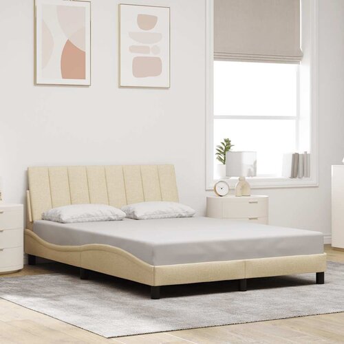 VidaXL Okvir za krevet bez madraca krem 140 x 190 cm od tkanine Slike