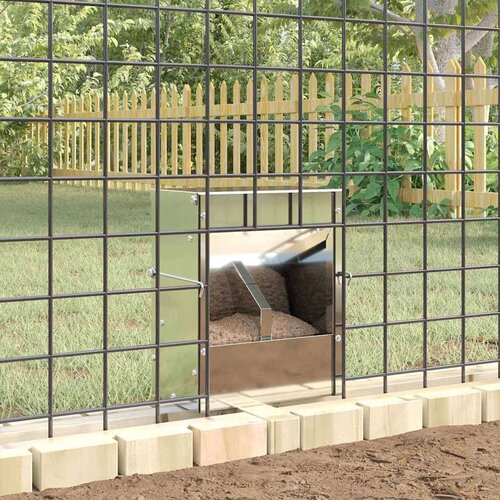VidaXL Hranilica za zečeve Srebrno 20 x 12,5 x 25 cm Cinkani čelik Slike