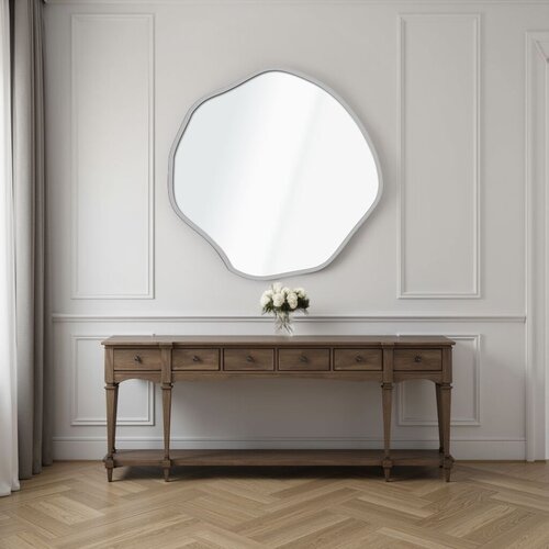 Hanah home Ogledalo Bowed, 60x60 cm, Srebrne boje Cene