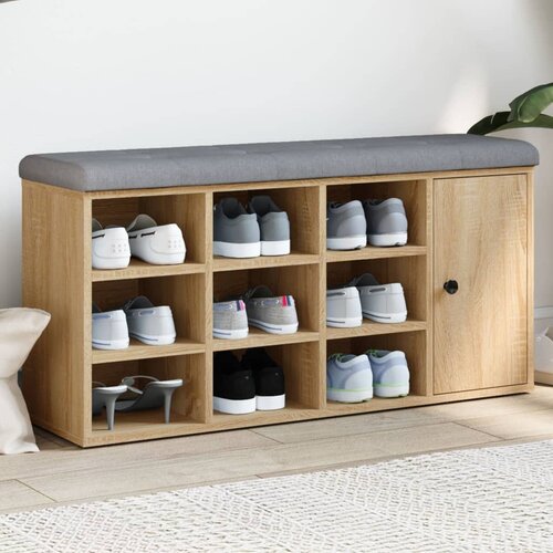 VidaXL Klupa za cipele boja hrasta 102 x 32 x 50 cm konstruirano drvo Slike