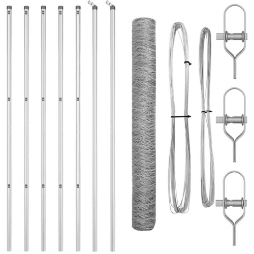 vidaXL heksagona ograja 1.2x10 m pocinkano jeklo, ograjni stebri 7 kos Ø32 mm 170 cm pocinkano jeklo Cene
