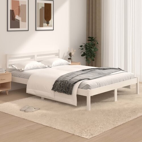 VidaXL posteljni okvir iz borovine 120x190 cm bel 4FT Slike