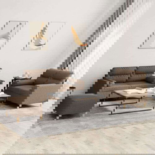  3-dijelni set sofa s jastucima smeđi od tkanine Cene