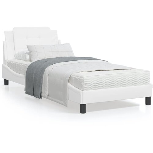 VidaXL Okvir kreveta s LED svjetlima bijeli 90 x 190 cm umjetna koža Slike