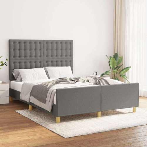  Posteljni okvir z vzglavjem temno siv 140x190 cm blago, (20738877) Slike