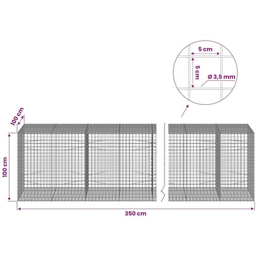  Gabion s žicom debljine 3 5 mm i mrežom 5x5 cm 350x100x100 cm - 100 cm 100 cm 350 cm Slike