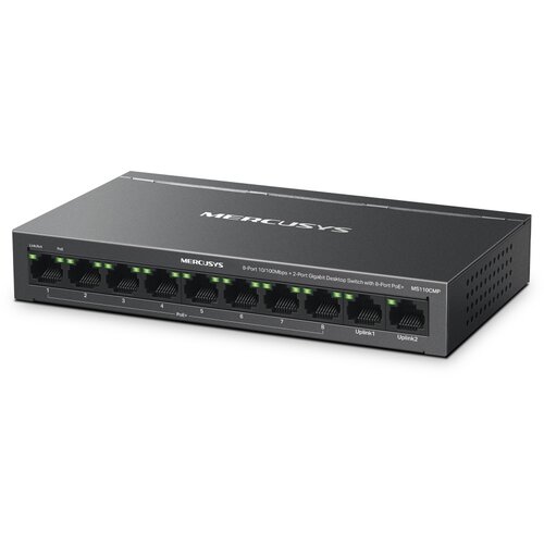 Mercusys MS110CMP V1.0, 8-Port 10/100Mbps + 2-Port Gbit Desktop Switch with 8-Port PoE+ Cene