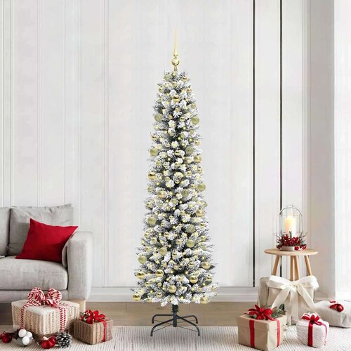 vidaXL Umjetnobožićnodrvce with LEDs Bijelo 210cm PVC Cijene