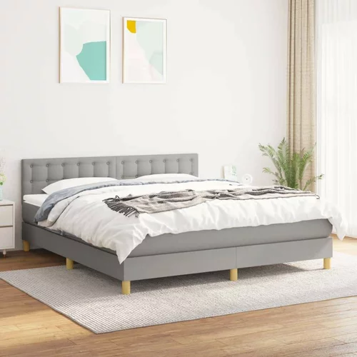  Box spring postelja z vzmetnico svetlo siva 180x200 cm blago, (20790912)