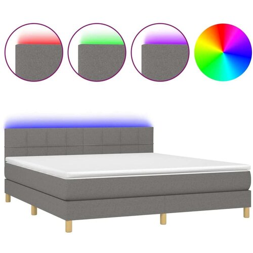  Box spring s madracem LED tamnosivi 160x200 cm tkanina Slike