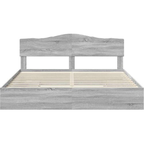  Krevet s od storage Siva Sonoma 200 x 200 cm Konstruirano drvo Slike