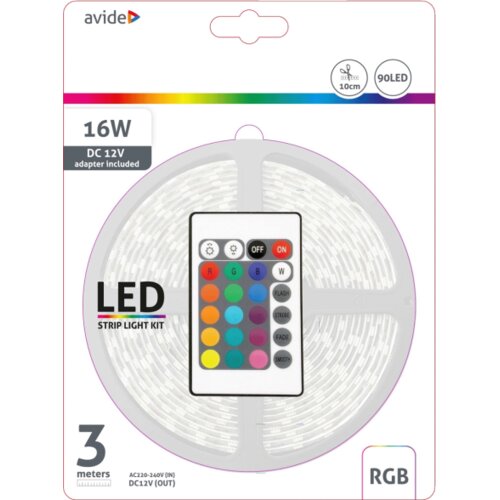 Avide LED traka sa daljinskim upravljačem, RGB, 7.2W, 12V, 3 met. &ndash; ABLSBL12V5050-30RGB Cijene