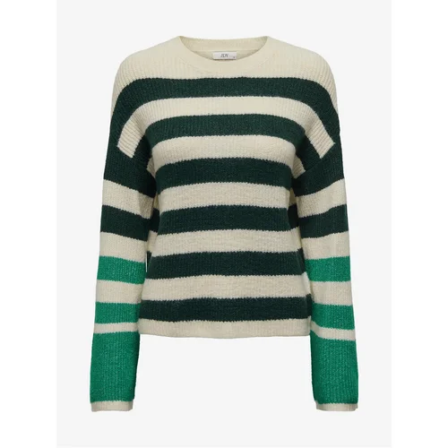 JDY Green and cream women's striped sweater Drea - Women