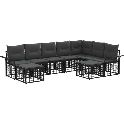  Set vanjskih sofa s jastukom 9 pcs Crna i tamno siva Poliester Cijene