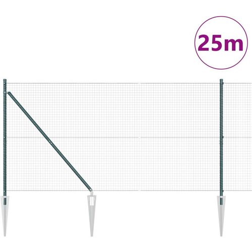 VidaXL zavarena žičana ograda s 13 &amp;scaron;iljatih postova Zelena 1.2x25 m čelik Slike