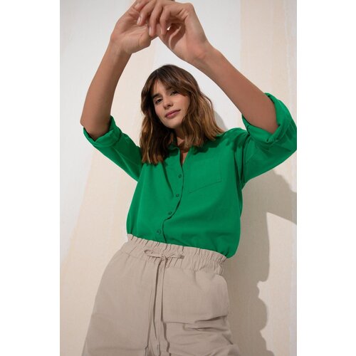 Defacto Regular Fit Long Sleeve Linen Look Shirt Slike