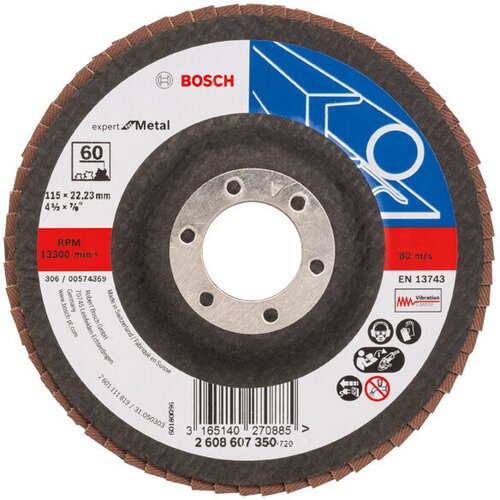 Bosch Lamelni brusni disk Profess for Metal 2608607350, Ravni, &empty;115 mm, P60, 10 komada Cene