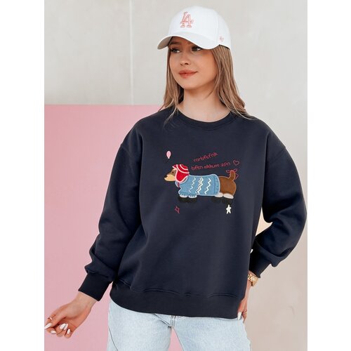 DStreet Bluza damska oversize z haftem DOGSWEETY granatowa Cene