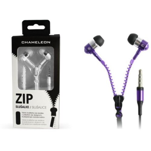 Chameleon žične stereo ušesne slušalke 3.5 HI-FI, ZIP 2040, mikrofon, vijolične Cene