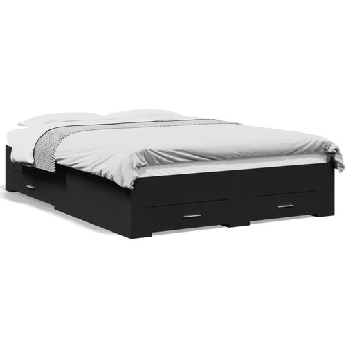 VidaXL Okvir za krevet s ladicama crni 140x190 cm konstruirano drvo Slike