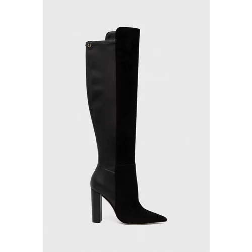 Guess Usnjeni elegantni škornji SEVILLA ženski, črna barva, FL8SEA SUE11