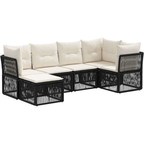 vidaXL Vrtna sedežna garnitura 6 pcs Črna poli ratan, (5000269538) Cene