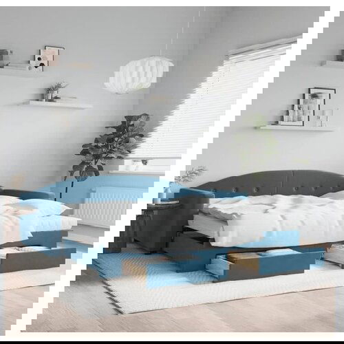 VidaXL Dnevni krevet na razvlačenje s ladicama plavi 100x200 cm bar&amp;scaron;un Slike