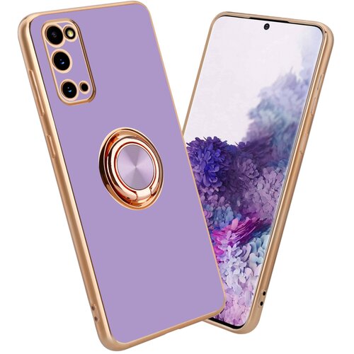 Cadorabo Samsung v sijajnem svetlobnem vijoličnem - zlatu z obročem silikonski/TPU ovitek z za&scaron;čito pred kamero in držalo magnetnega avtomobi, (20603195) Cene