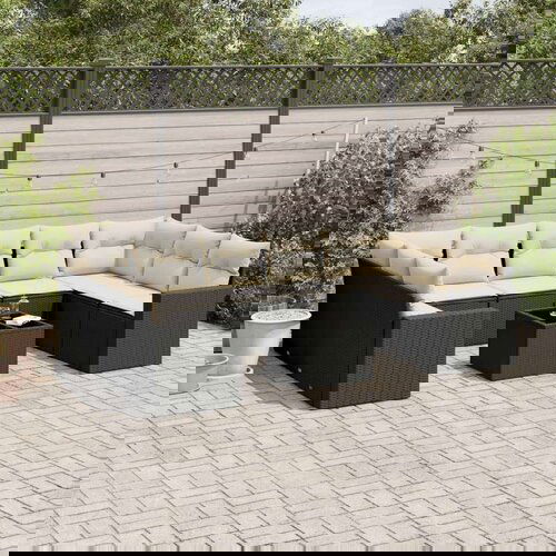  10-dijelni set vrtnih sofa s jastucima crni od poliratana Cijene