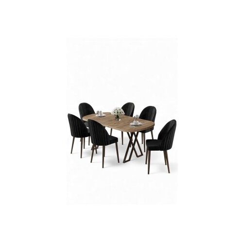 Hanah home Set trpezarijskog stola i stolica (7 delova) Kaye Atlantic Pine Black Cene