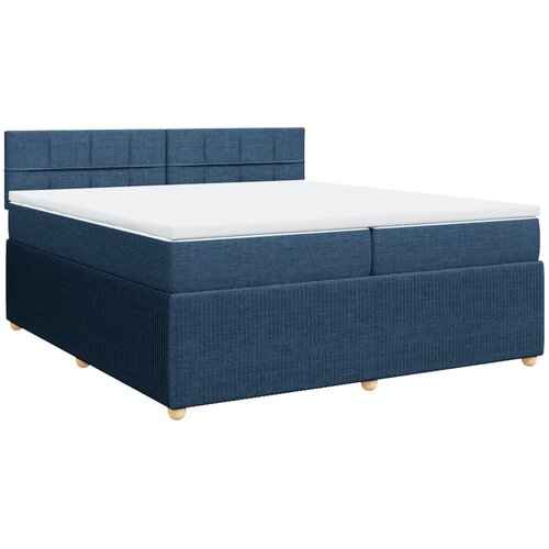 vidaXL Boxspring - Krevet s oprugama i madracem plavi 200 x 200 cm od tkanine - Plava 200 x 200 cm Blok s kvadratima Cijene