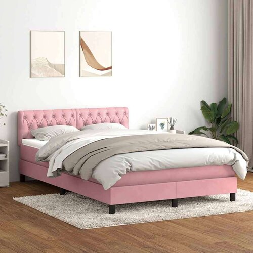 Box Spring krevet s madracem ružičasti 160x220 cm baršun Cene