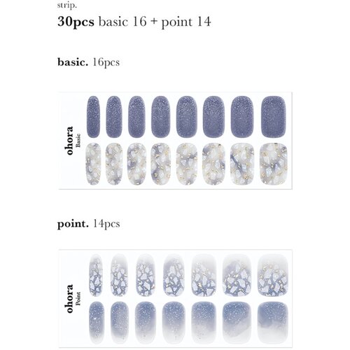 OHORA Semi Cured Gel Nail Strips N Gleam Blue nalepke za nohte odtenek ND-079-J 1 kos Slike