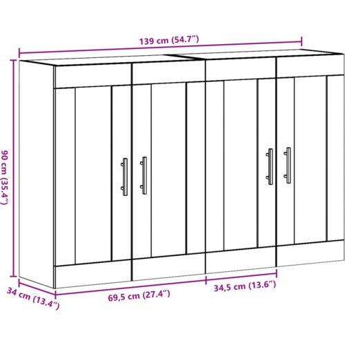  Zidni ormari 2 komada od umjetnog hrasta 69.5 x 34 x 90 cm. Slike