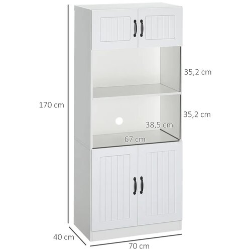  Kuhinjski ormarić kuhinjska kredenca seoski stil 2 ormarića 2 police 70 cm x 40 cm x 170 cm bijela + crna Slike