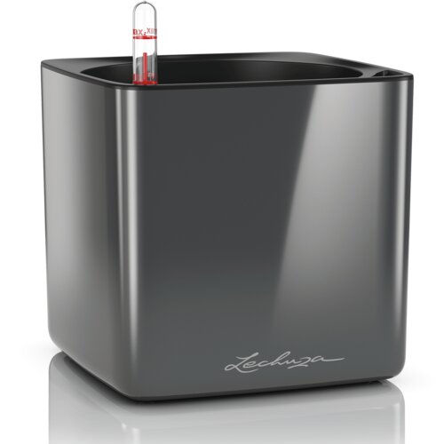LECHUZA Okrasni lonec Cube Glossy 16 - Antracit visoki sijaj Slike