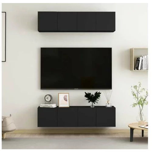  TV omarice 4 kosi črne 60x30x30 cm iverna plošča