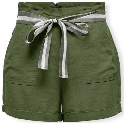 Only Kratke hlače &amp;amp; Bermuda Luna Linen Shorts - Olive Green Zelena Slike