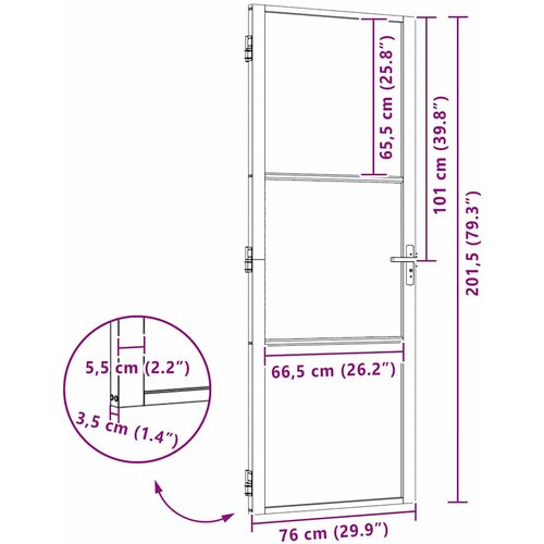  vrata Prugasti Crna 76 x 3,5 x 201,5 cm Aluminij Slike