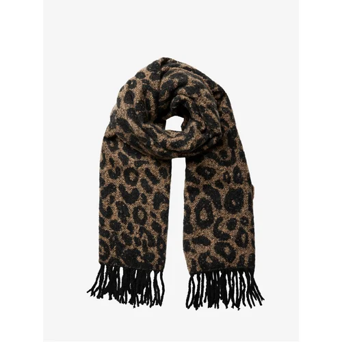 Pieces Black-brown women's scarf with animal pattern Pyron - Women