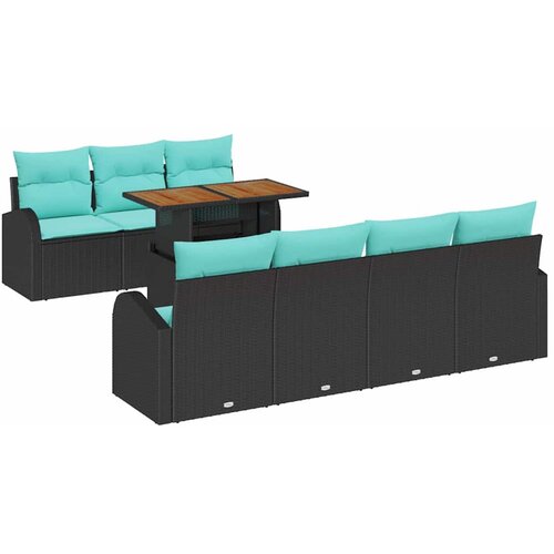 vidaXL Vrtna sedežna garnitura s shranjevanjem 8 pcs Črna Poly ratan, (5000143199) Cene