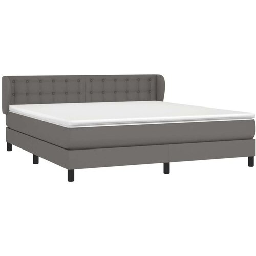  Krevet s oprugama i madracem sivi 160x200 cm od umjetne kože Slike
